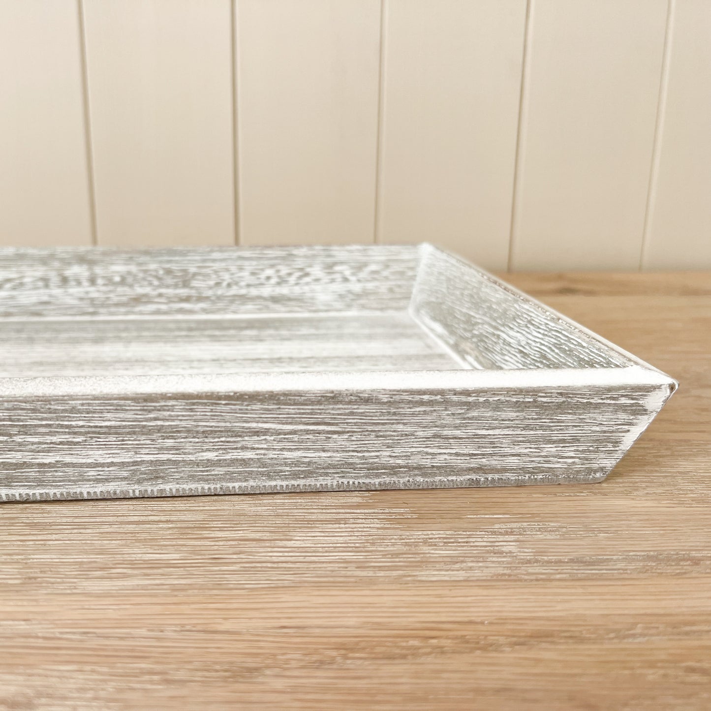 Whitewashed Wooden Tray