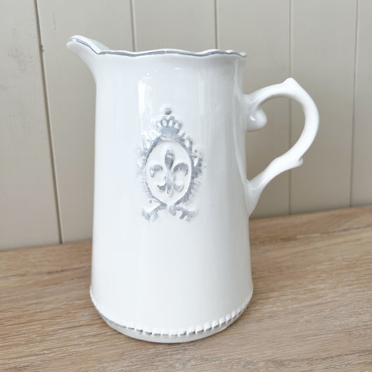 Fleur De Lis Jug, White