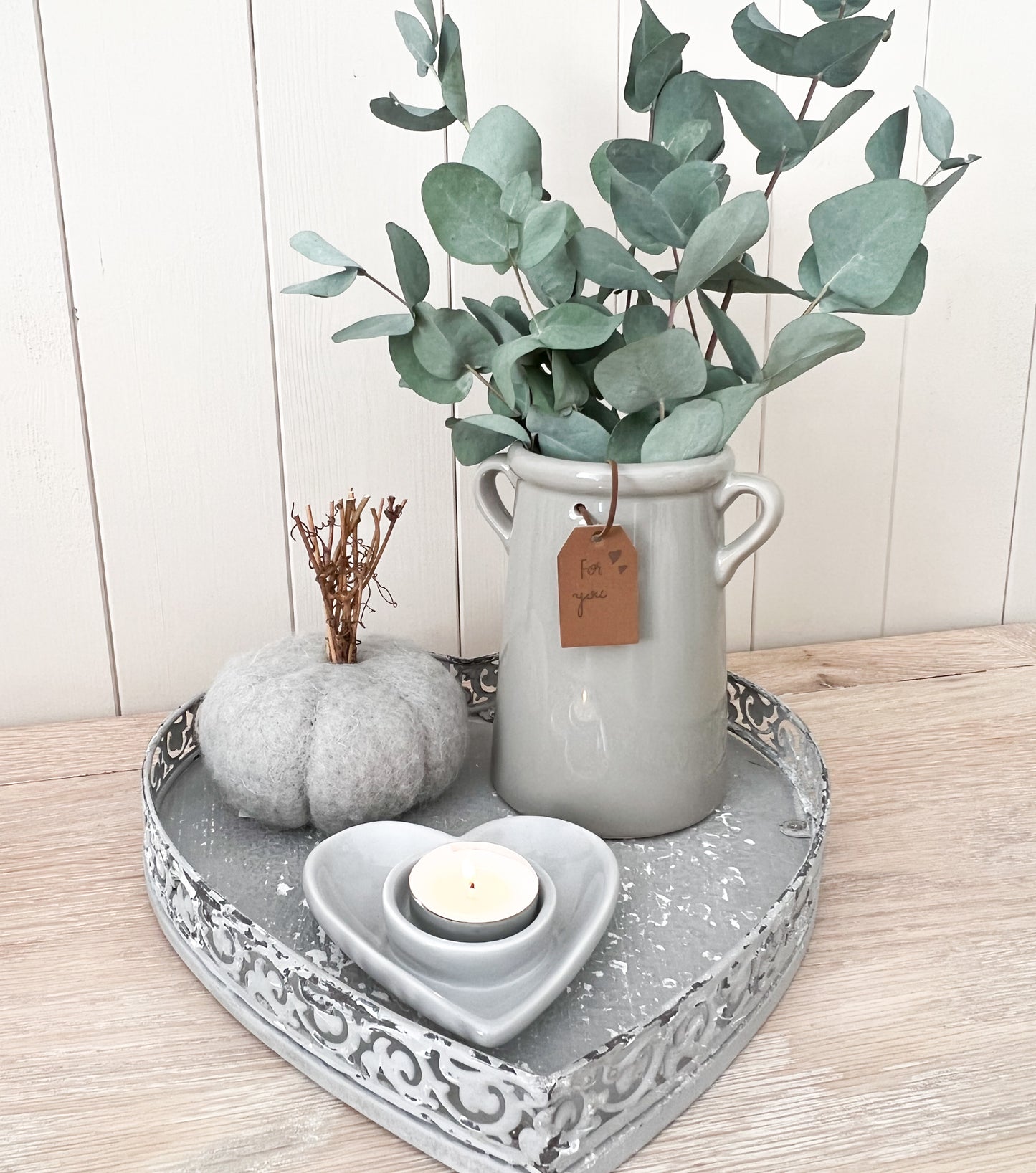 Grey Heart Rustic Trays - Set of 3