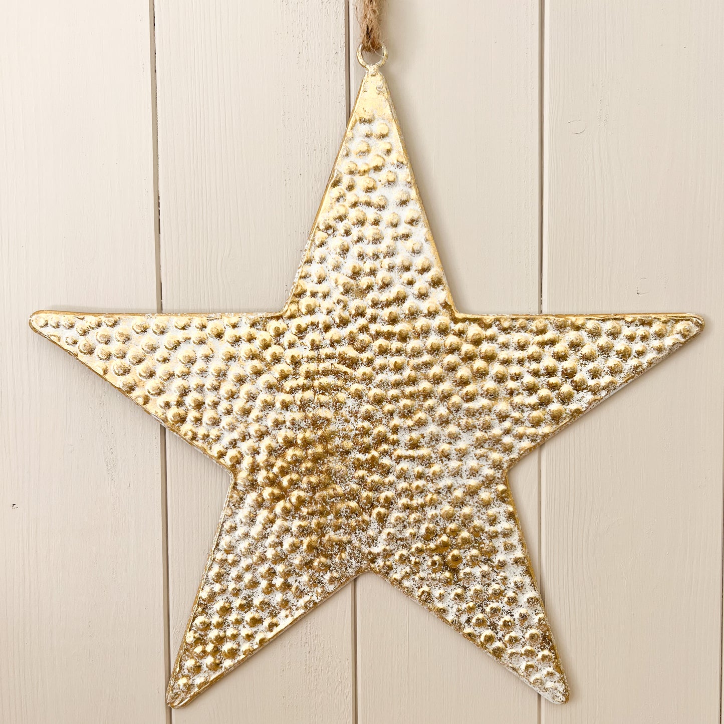 Hammered Gold Metal Star Hanging Decoration