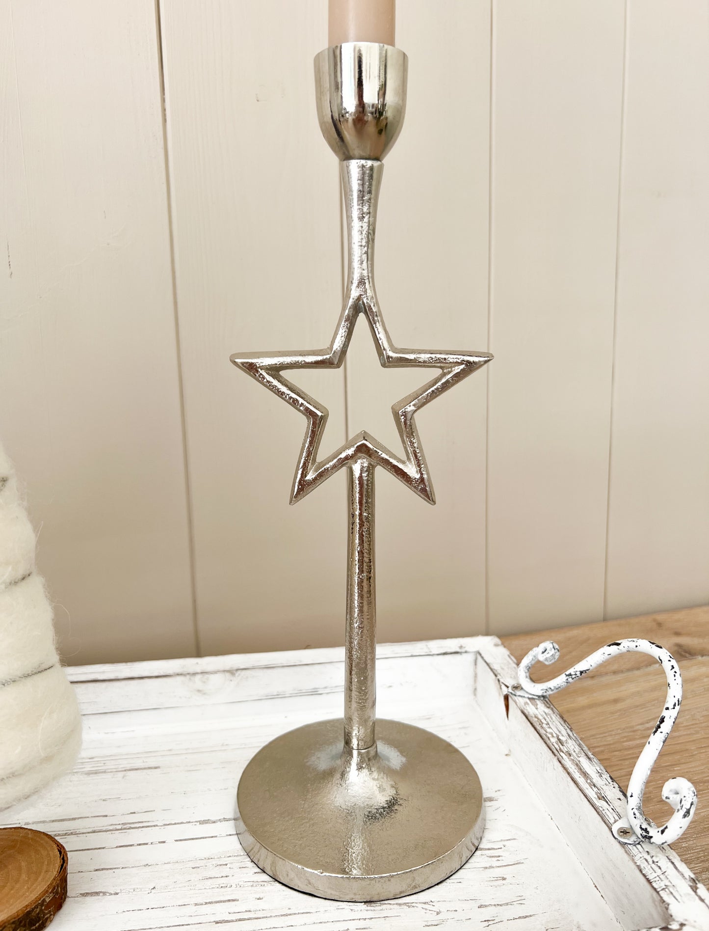 Silver Metal Star Candlestick