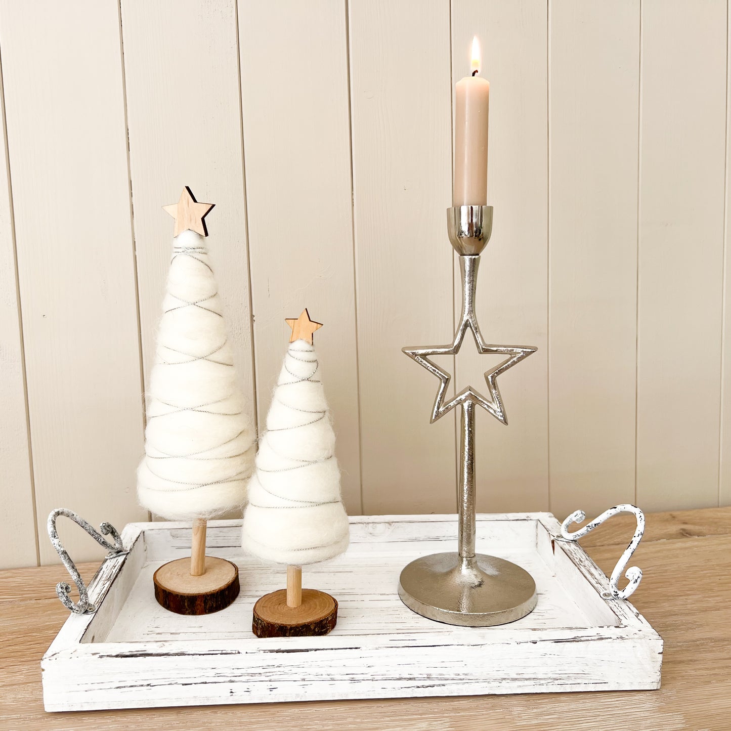 Silver Metal Star Candlestick