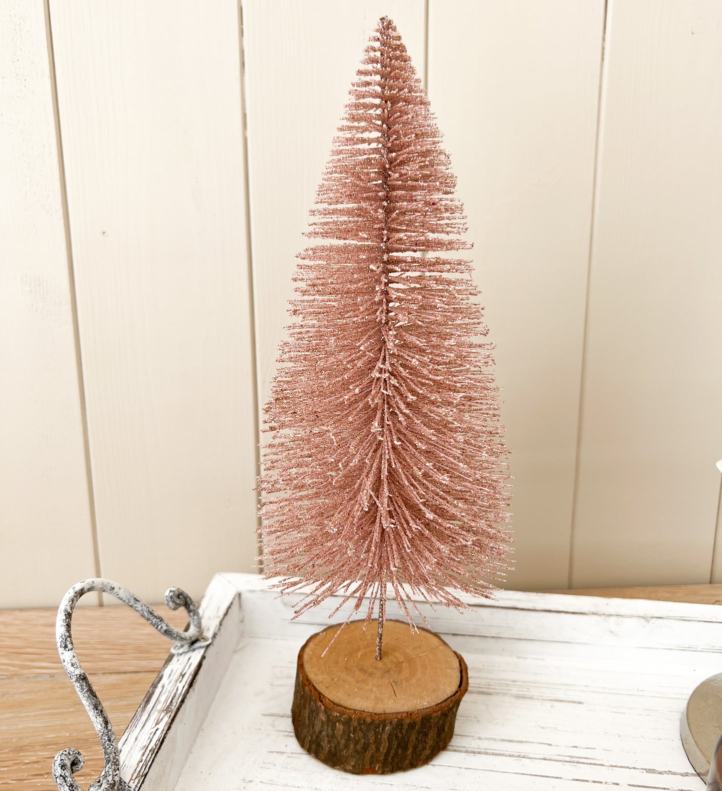 Pink Blush Bottle Brush Christmas Tree Decoration 26.5cm