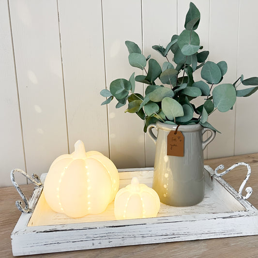 Ceramic LED White Pumpkin