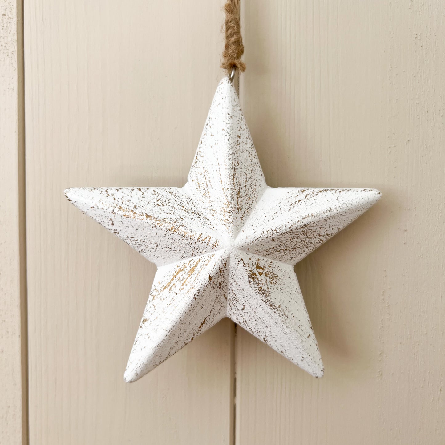 Rustic White Wooden Hanging Star