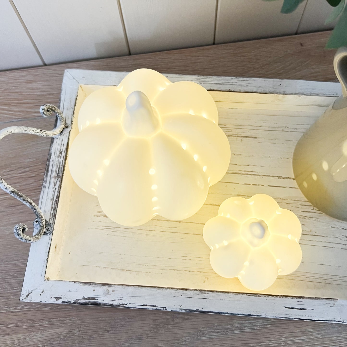 Ceramic LED White Pumpkin