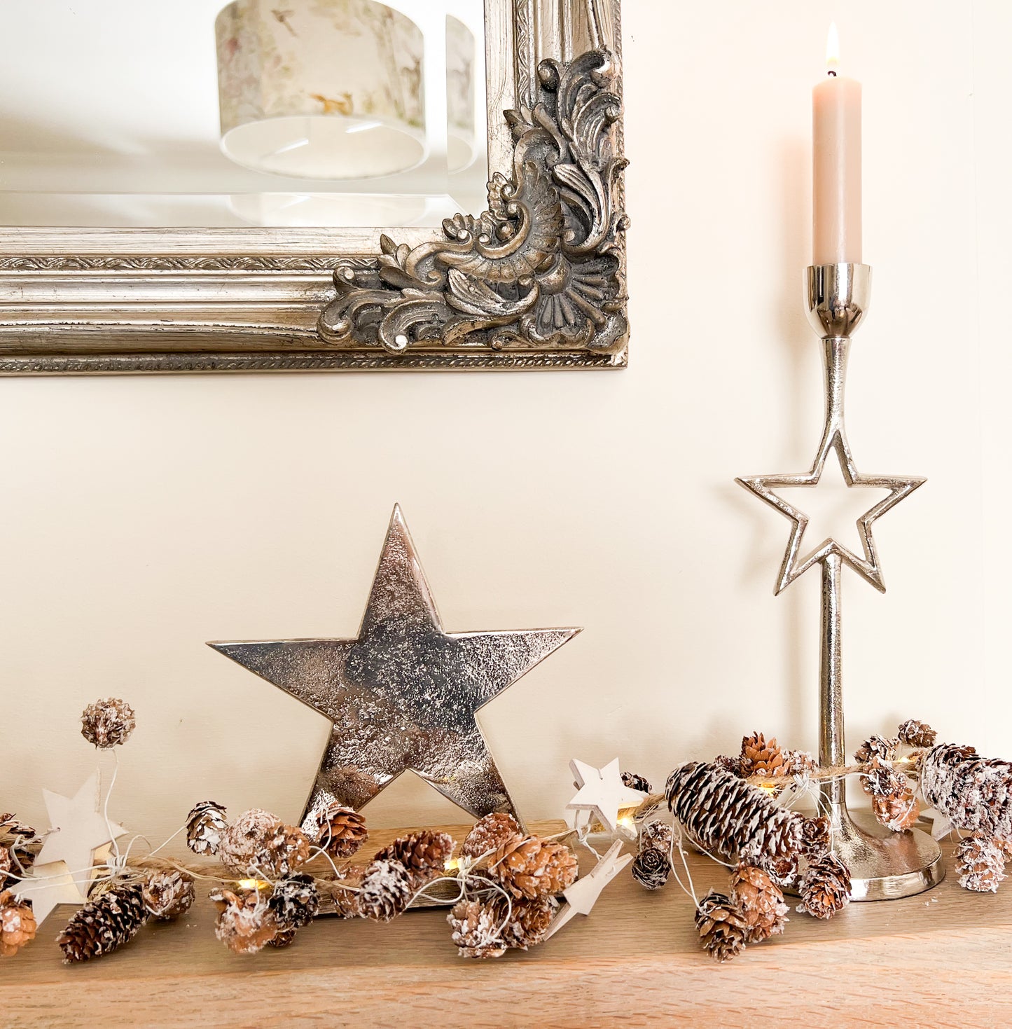 Snowy Pine Cone LED Garland