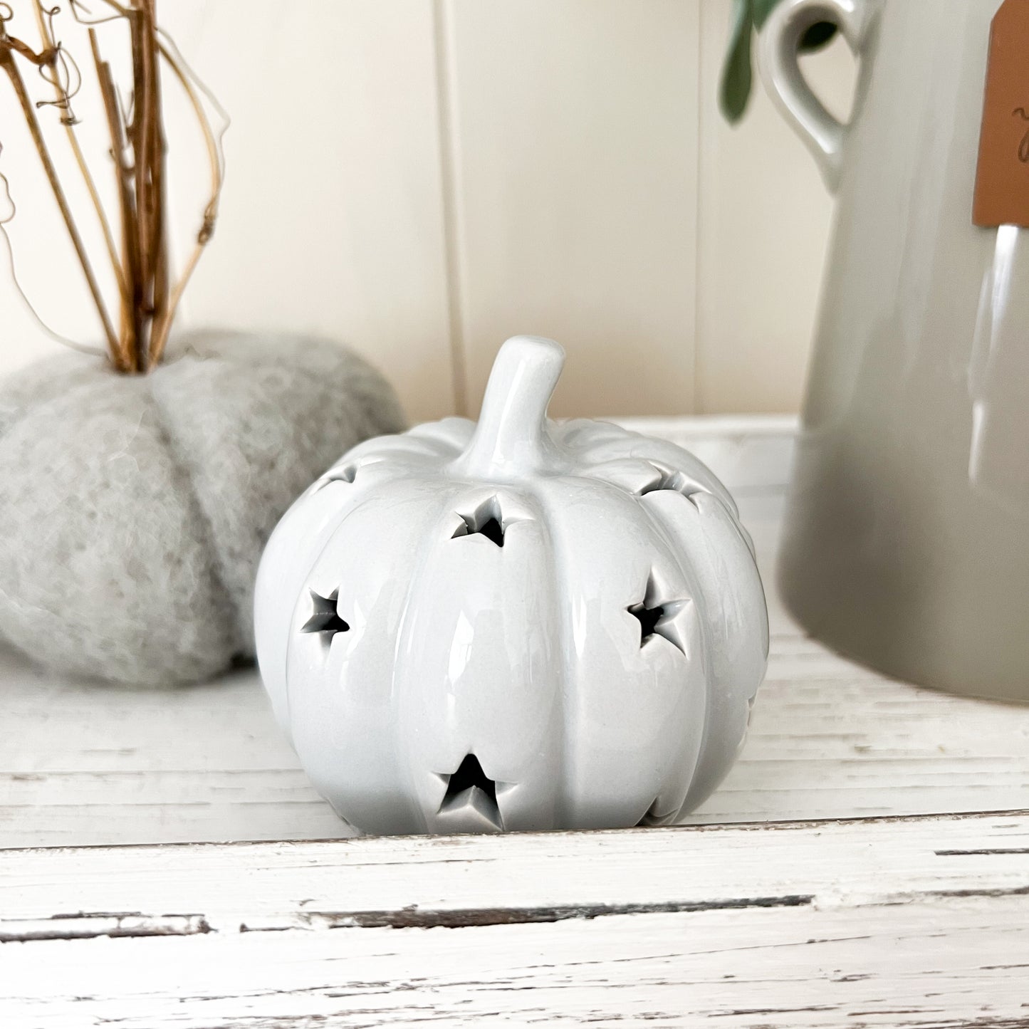 Ceramic LED Grey Pumpkin