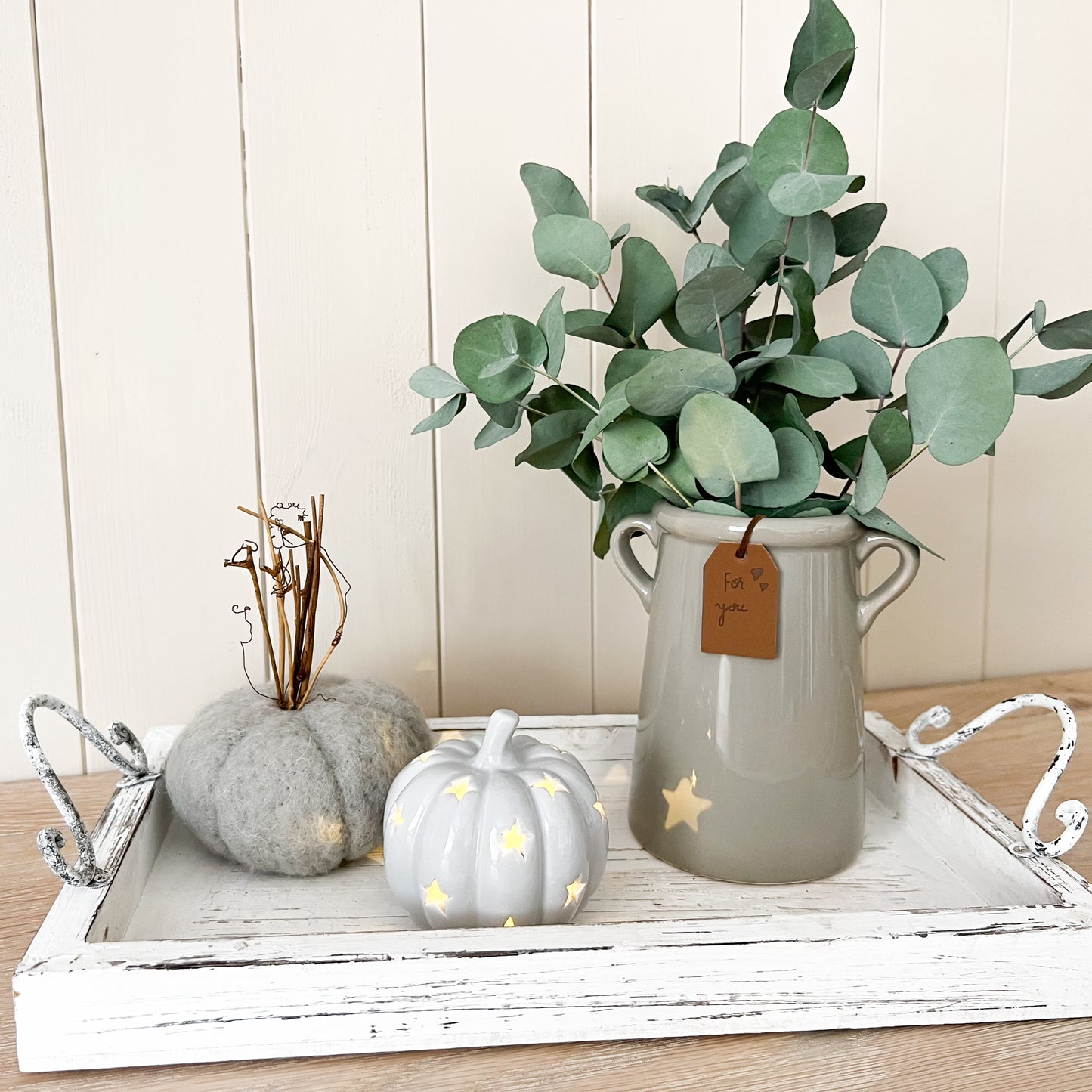 Ceramic LED Grey Pumpkin