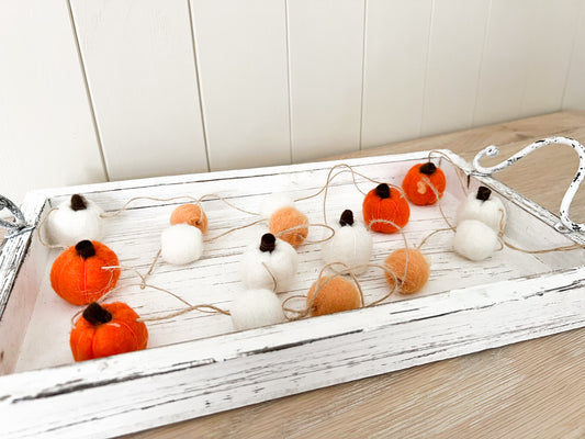 Orange and White Woollen Pumpkin Garland