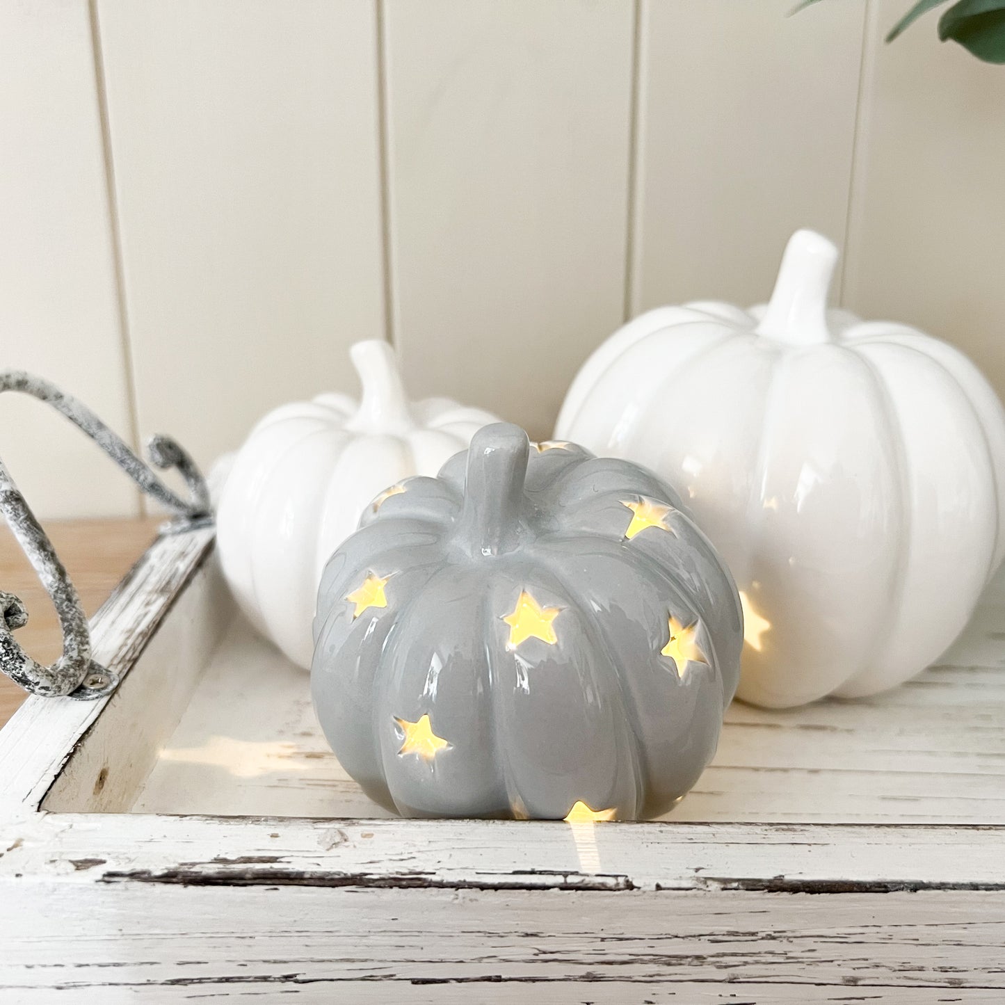 Ceramic LED Grey Pumpkin