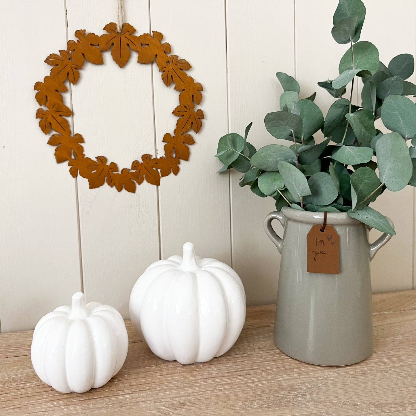 Hanging Metal Autumn Leaf Wreath