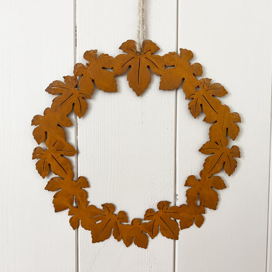 Hanging Metal Autumn Leaf Wreath