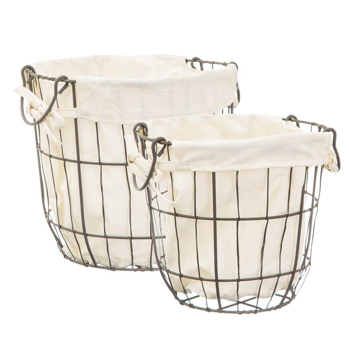 Sass & Belle Round Wire Storage Baskets With Lining - Set Of 2
